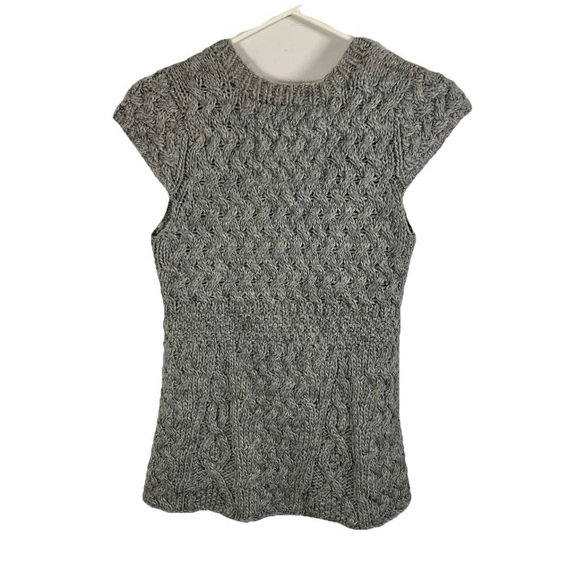Kenji Sweater‎ Vest Cardigan Fisherman Chunky Gray Cottagecore Sz S Cozy EUC - Picture 2 of 9